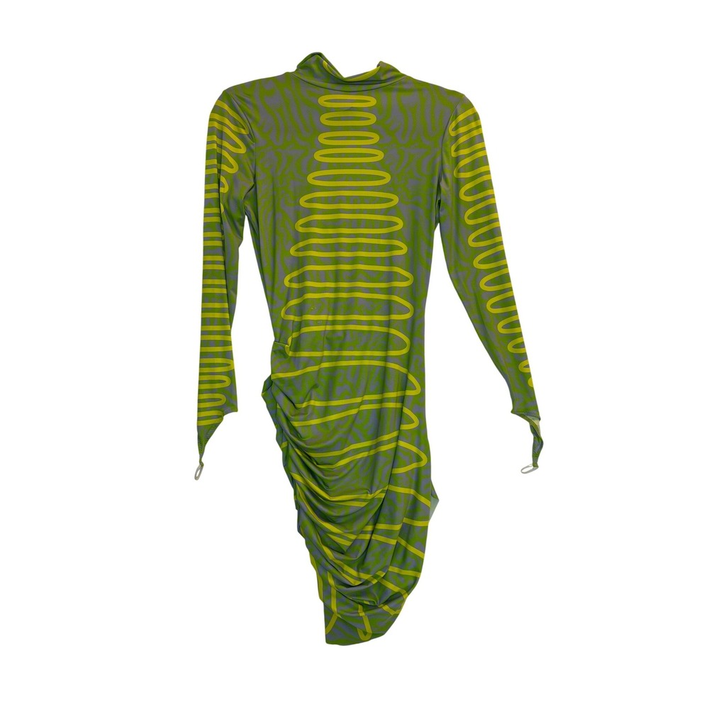 Maisie Wilen Orbit City Midi Dress Medium Green Long Sleeve Stretch USA